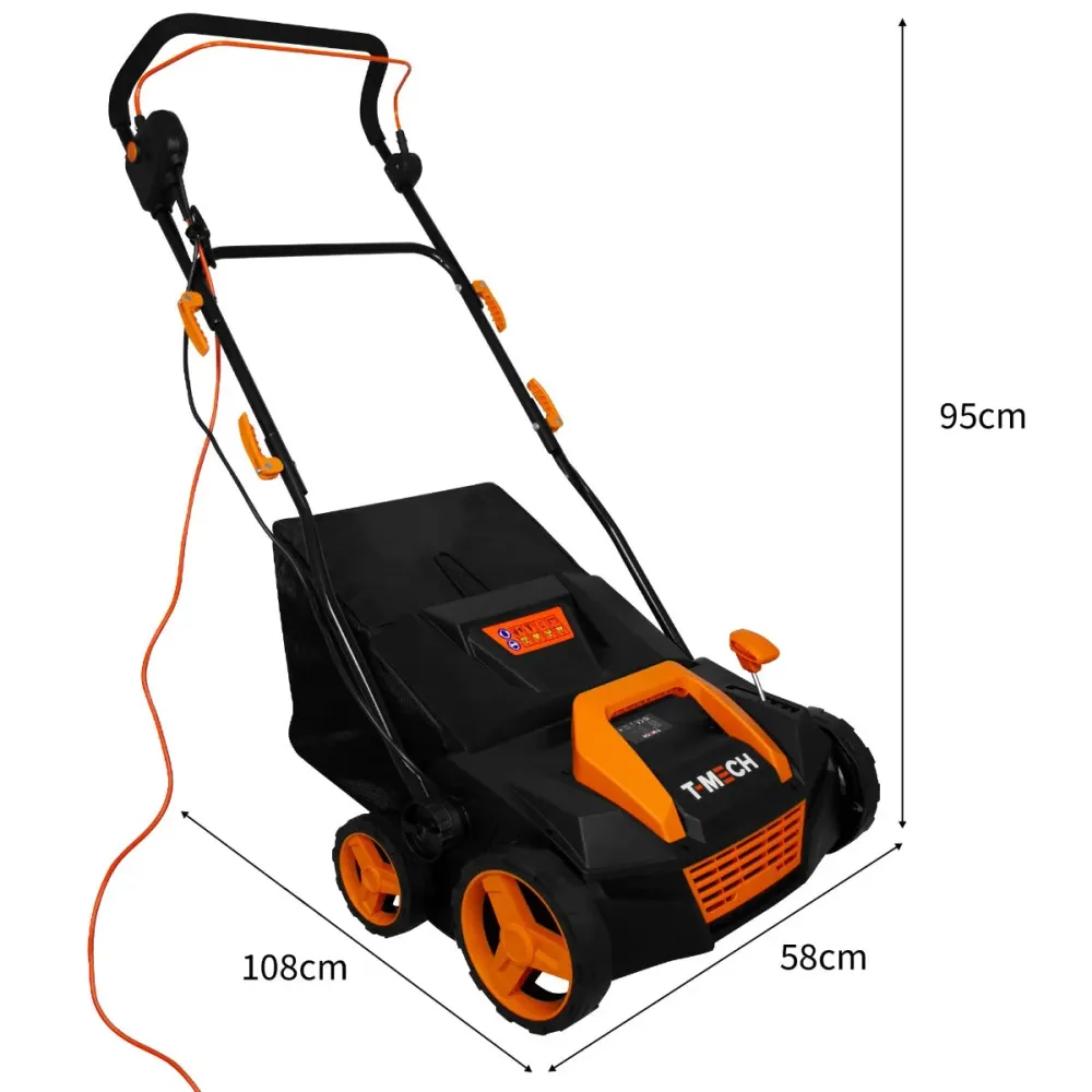 Aspiratore per Prati Sintetici 58x108x95 cm 1800 W Foglie Erba e Detriti Nero e Arancione