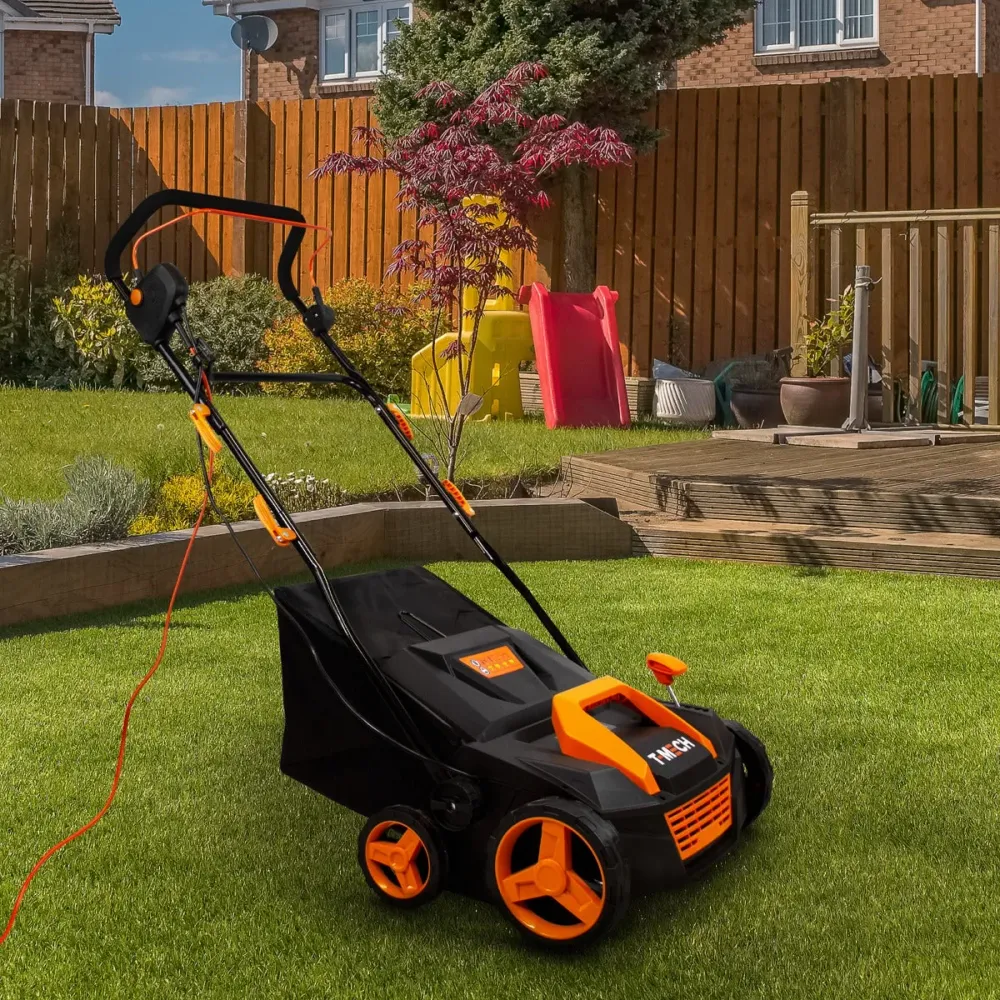 Aspiratore per Prati Sintetici 58x108x95 cm 1800 W Foglie Erba e Detriti Nero e Arancione