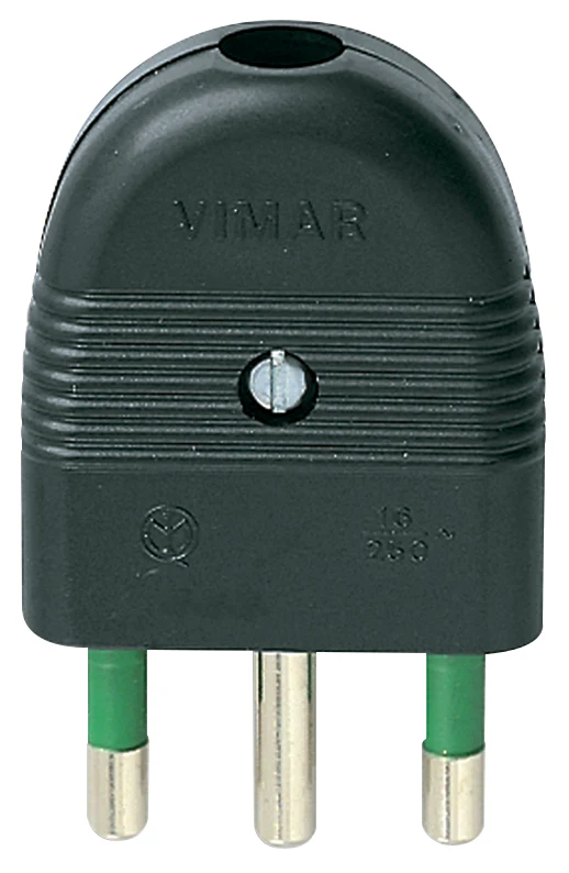 Vimar 01026 - Spina 2P+T 16A assiale nero
