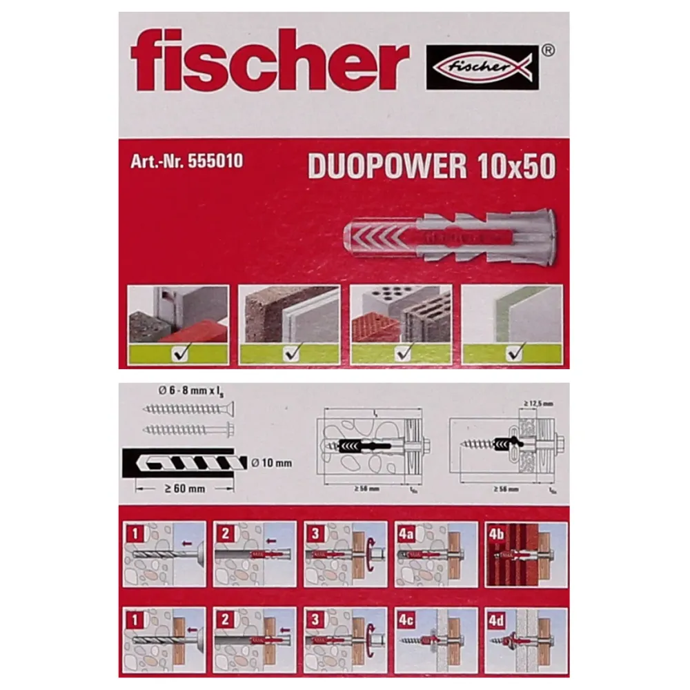 Fischer Tasselli DUOPOWER 10x50mm - 50 pz. ( 555010 )