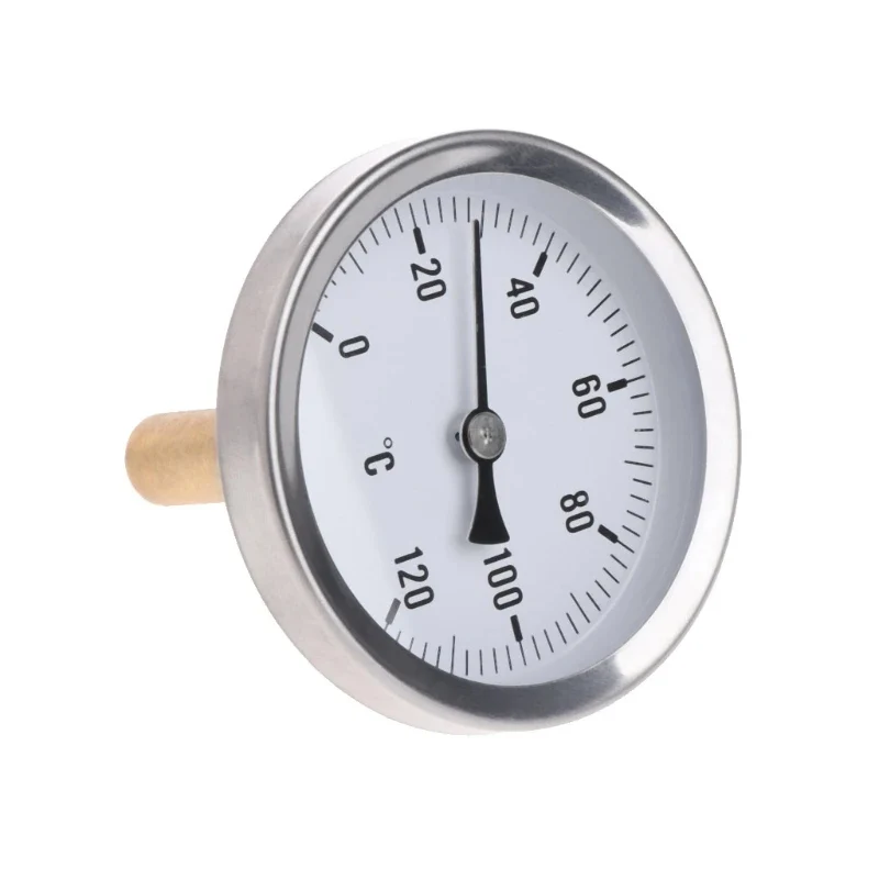 Termometro Orizzontale Quadrante Rotondo 63mm Misuratore di Temperatura Alluminio Adatto per Misurare Liquidi Gamma 0-120°