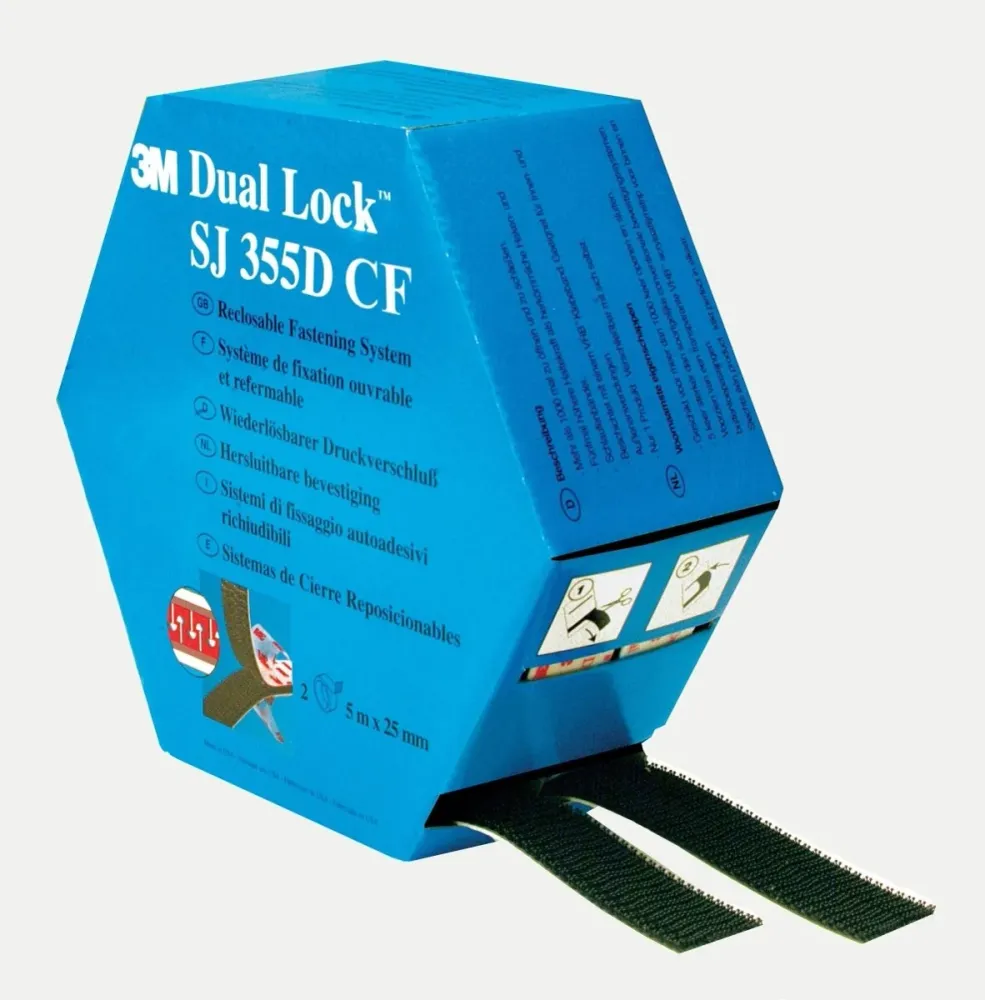 Nastro Dual Lock 3M SJ355D Nero 25 mm x 5 m | Sistema di Fissaggio Richiudibile