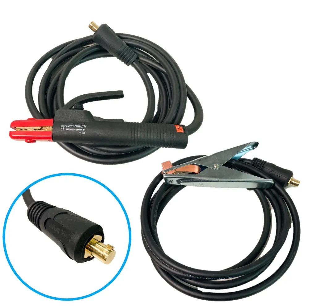 Kit saldatura Elettrodo MMA Cavo massa e pinza 400A attacco rapido 50 mmq (grande)