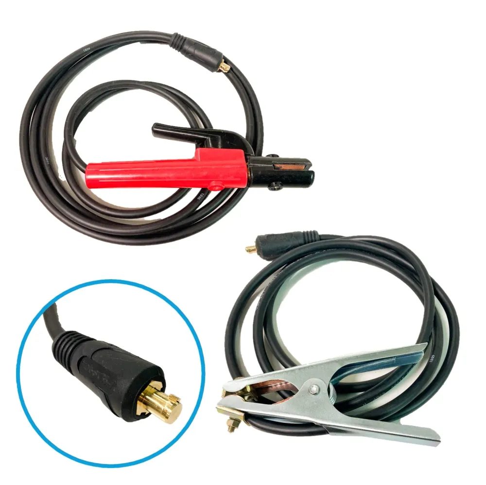Kit saldatura Elettrodo MMA Cavo massa e pinza 300A attacco rapido per cavo 25 mmq (piccolo)