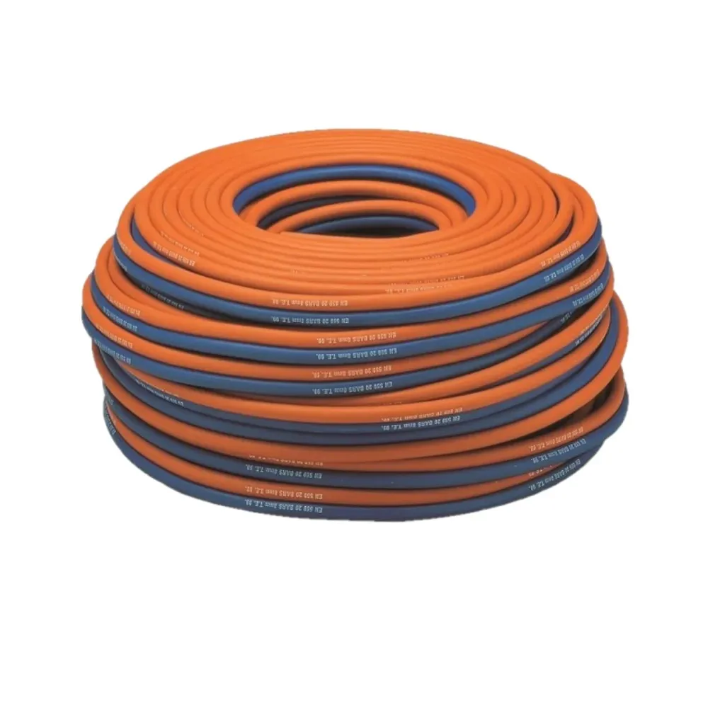 Tubo binato per cannello ISO 3821 Ø interno 6,3mm Ø esterno 12 mm per OSSIGENO E PROPANO