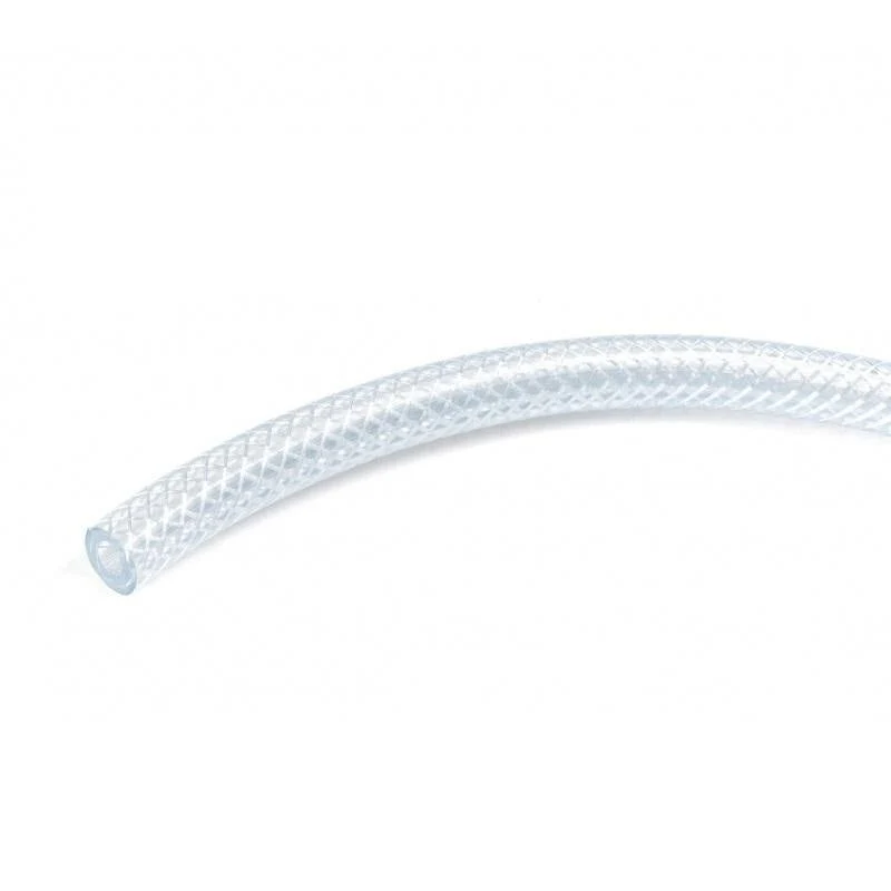 Tubo trecciato trasparente Ø int. 6mm per gas e alimenti PVC estruso