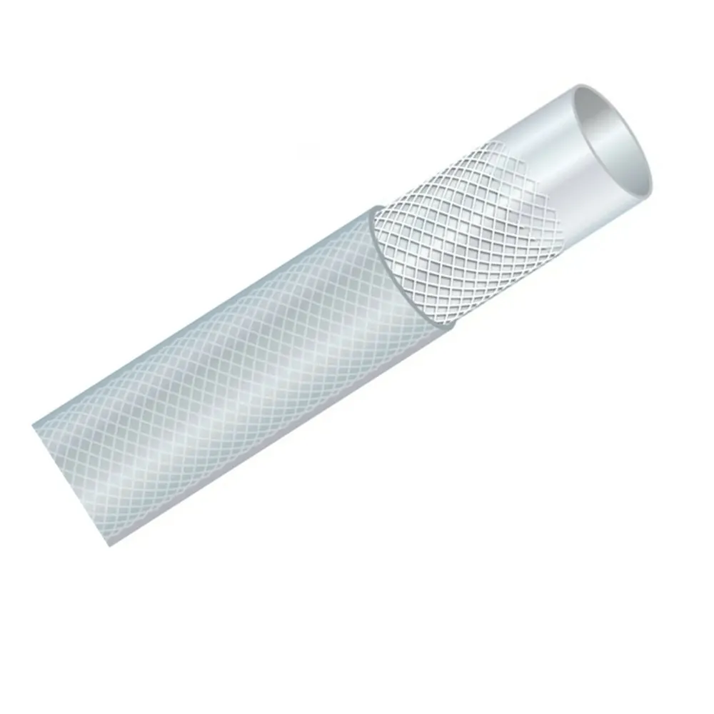 Tubo trecciato trasparente Ø int. 6mm per gas e alimenti PVC estruso