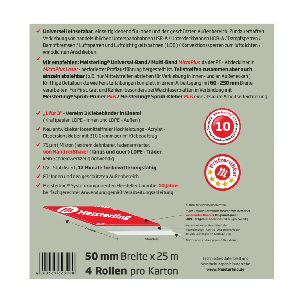 Meisterling Universal Nastro adesivo 50 mm x 25 m ( 4x 006300000010 )