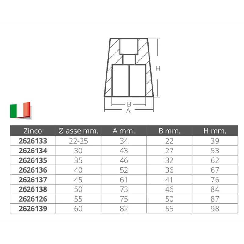 ANODO ESAGONALE Ø MM.45 ZINCO - 2626137 - ENRICO POLIPODIO