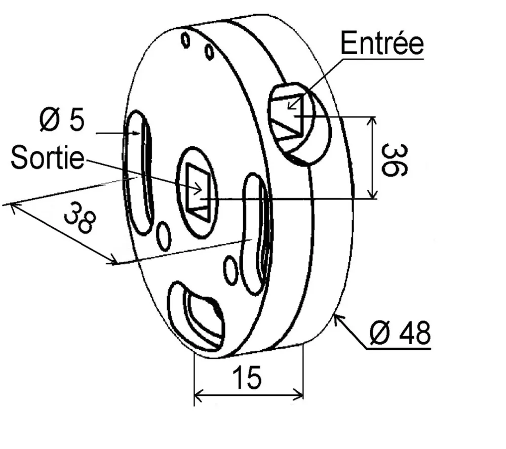 Argano 1415 - Ø 48 mm | ingresso esagonale 6 mm - uscita quadrata 7 mm | senza finecorsa