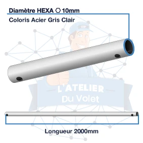 Asta per tende (solo) Acciaio grigio chiaro | Esagonale da 10 mm | Lunghezza 2000 mm