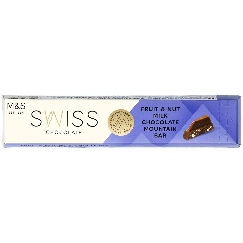 Barretta di montagna M&S Swiss Fruit & Nut al cioccolato al latte 100 g