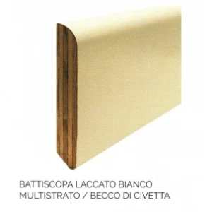 BATTISCOPA LACCATO BIANCO BECCO DI CIVETTA B-LB