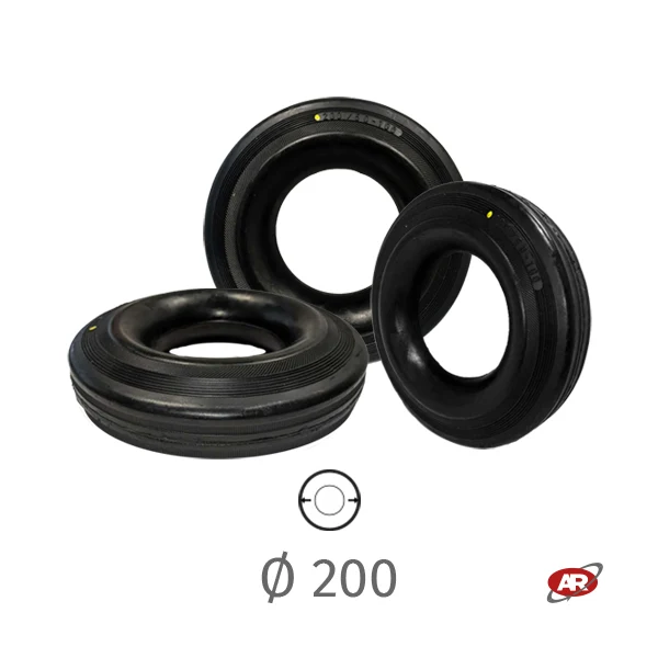 Battistrada | Anelli gomma ANTISTATICI | Nero | Resistenza elettrica | 10^5 ≤ R ≤ 10^7 Ω | Diametro 200 mm | 200/50-100 |...