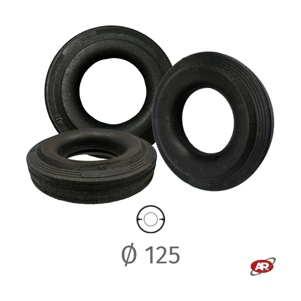 Battistrada | Anelli gomma nera RICICLATA | POLVERINO | Diametro 125 mm | 125/37,5-50 | AN12537050PW