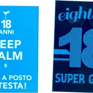 2 Biglietto Auguri Compleanno 18 Anni Blu Con Busta Keep Calm Testa Posto Super
