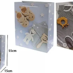 Busta Buste Borsa Regalo Compleanno Nascita Maschio 50x40x15 Cm 69981 2 Modelli