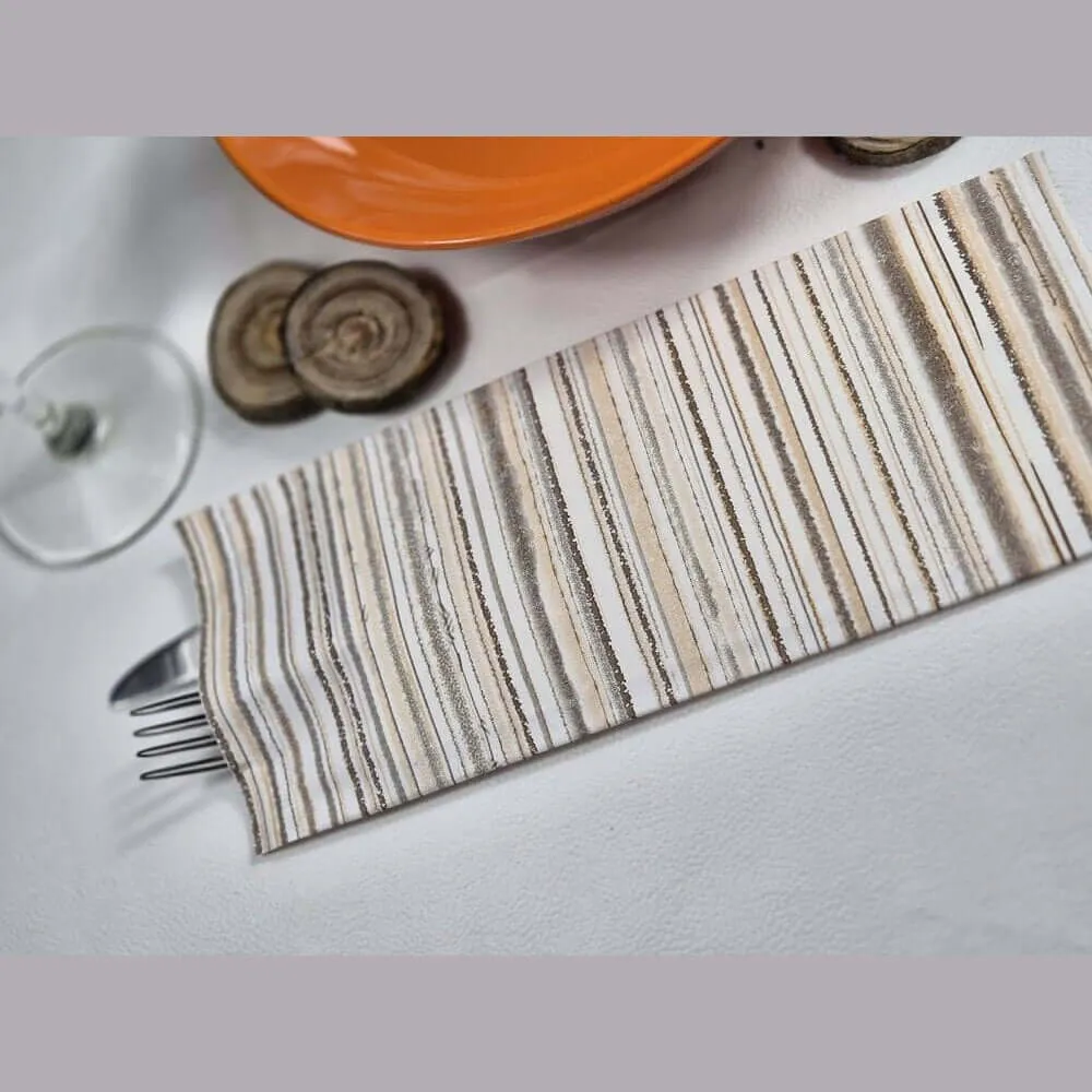 Busta portaposate Righe Ocra con tovagliolo Airwave – 1000 pz.