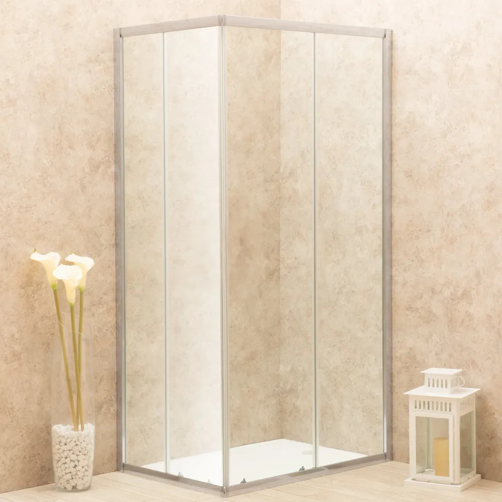 Cabina Doccia Regolabile Reversibile 79x115cm Vetro 6mm Trasparente