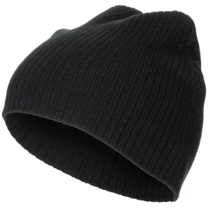 Cappello lavorato maglia, "Beanie", rip, nero, extra corto