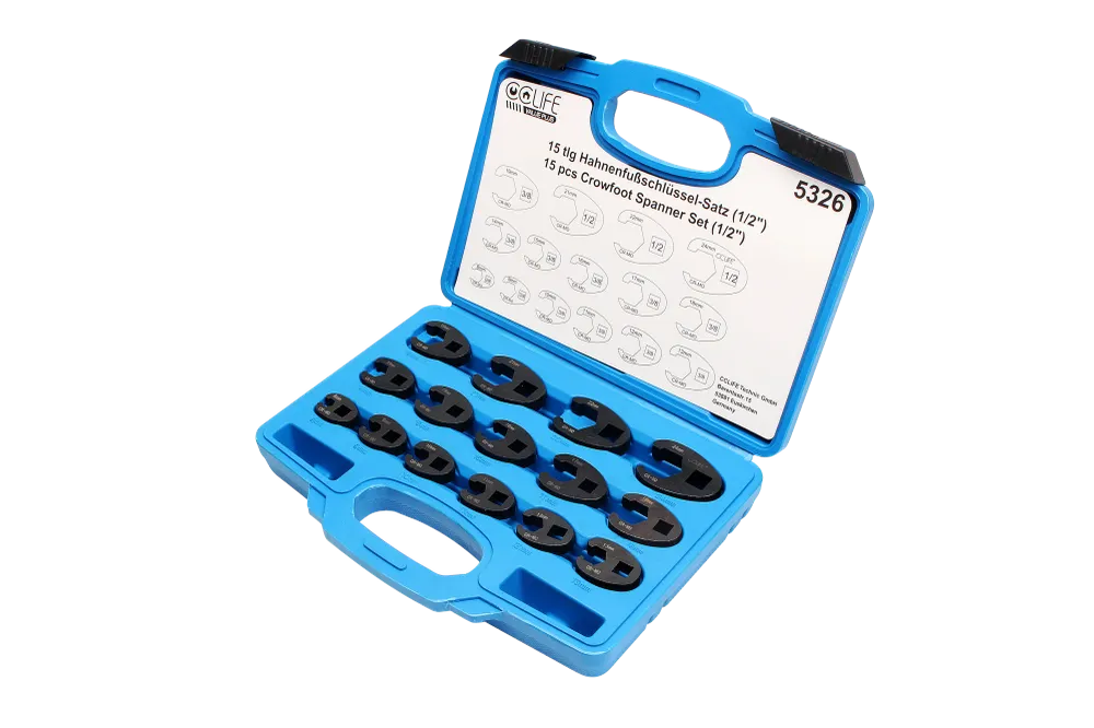 Chiave piede d'uccello Torque 1/2 pollice 3/8 di pollice azionamento quadrato esterno 8 - 24 mm 15 pezzi