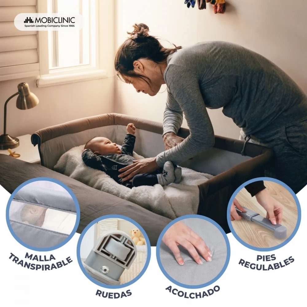 Culla co-sleeping | Altezza regolabile | Apertura laterale | Fino 15 kg | Borsa per il trasporto | Moon | Mobiclinic
