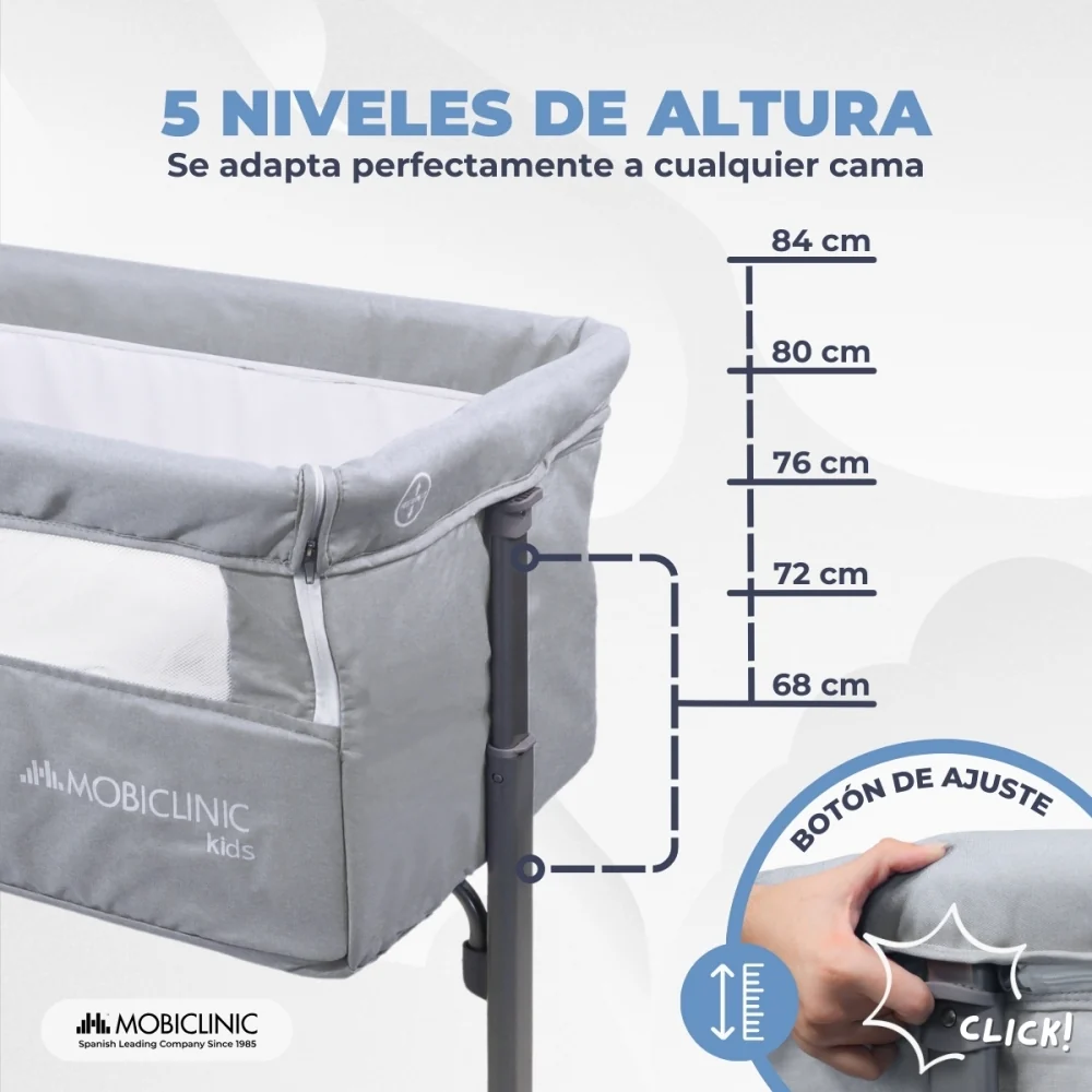 Culla co-sleeping | Altezza regolabile | Apertura laterale | Fino 15 kg | Borsa per il trasporto | Moon | Mobiclinic
