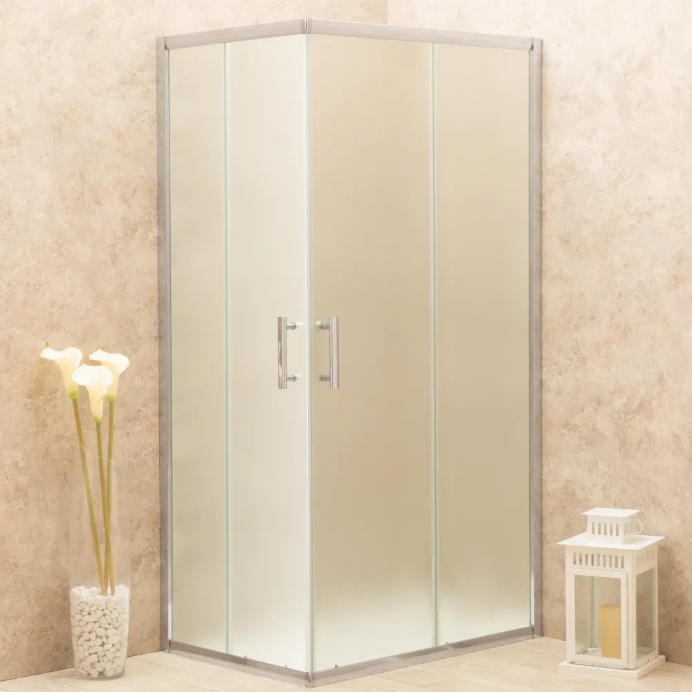 Doccia Regolabile 78x108cm Reversibile Vetri Satinati 6mm Telaio Alluminio