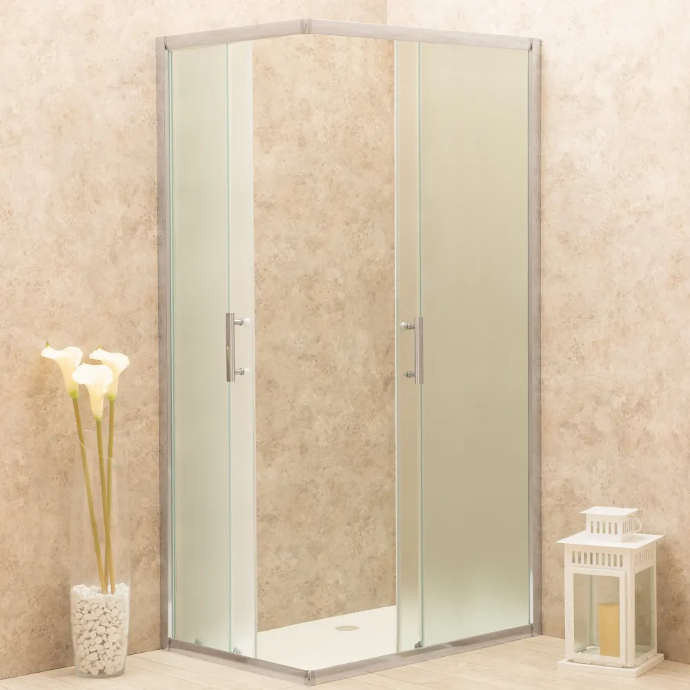 Doccia Regolabile 89x112cm Reversibile Vetri Satinati 6mm Telaio Alluminio