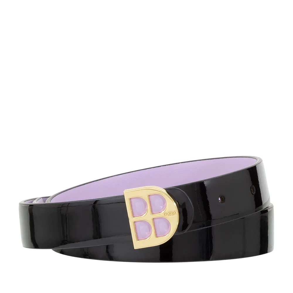 DUDU Cintura Donna Vernice, Vera Pelle Made Italy, H 23mm, Reversibile, Sottile, Cintura Elegante di Alta Qualità