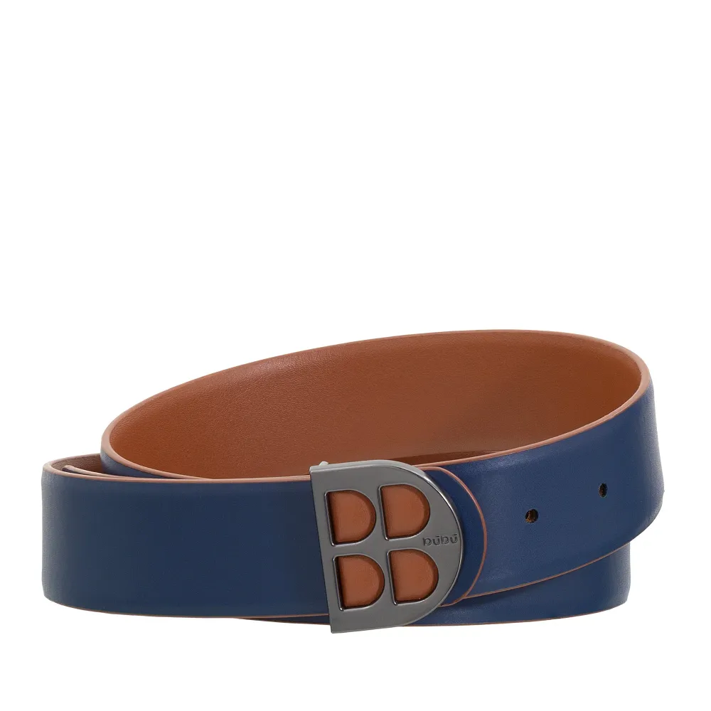 DUDU Cintura Uomo Reversibile Vera Pelle Bicolore, Made Italy, Double Face, H 35mm, con Fibbia Personalizzata