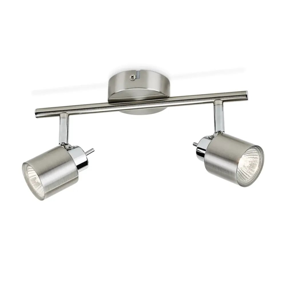 Faretto Orientabile Soffitto o Parete 2 Luci Acciao Satinato – Serie Meranti Philips Stile Moderno