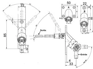 Giunto cardanico doppio 90° con perno maschio - ingresso maschio 12 mm - uscita quadrata 6 mm
