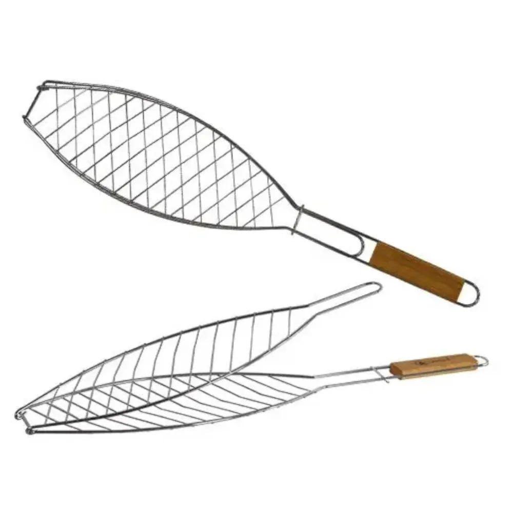 Graticola doppia ferro cromata per pesce e barbecue da 30 cm