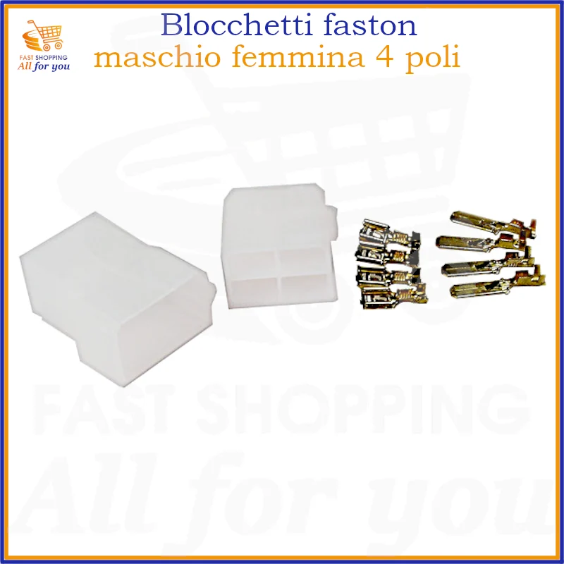 Kit Connettori Faston 6.35mm Maschio/Femmina 4 Poli - Blocchetti Elettrici