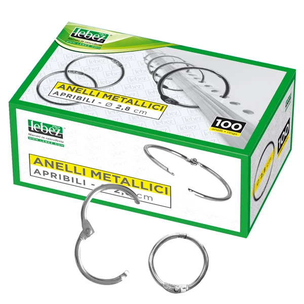 LEBEZ - 452 - Anelli metallici - 2,8 cm - per rilegatura - Lebez - conf. 100 pezzi - 36524 - Conf. da 1 Pz.
