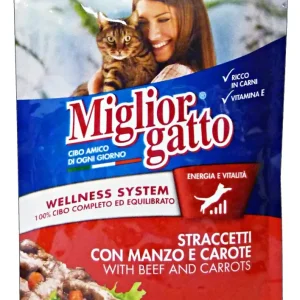 MIGLIOR GATTO Set 24 MIGLIOR GATTO Busta 100 gr Umido Manzo e carote Straccetti