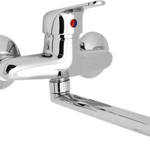 Miscelatore Rubinetto Muro per Lavello Cucina Erogazione Orientabile
