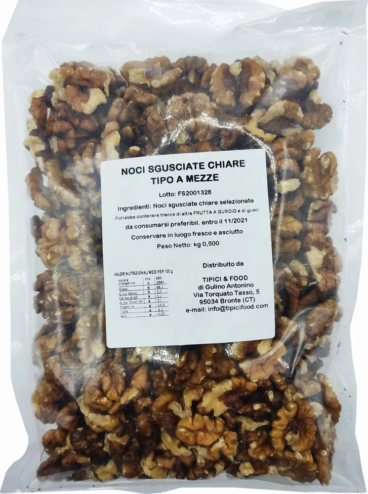 Noci Sgusciate Chiare Tipo Mezze Busta da 500gr Noce di Prima qualità Senza guscio Tipici&Food