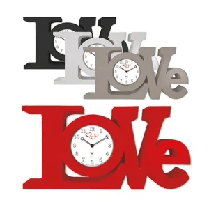 Orologio da parete cassa abs love clock 21x41cm quadrante bianco 4 colori assortiti