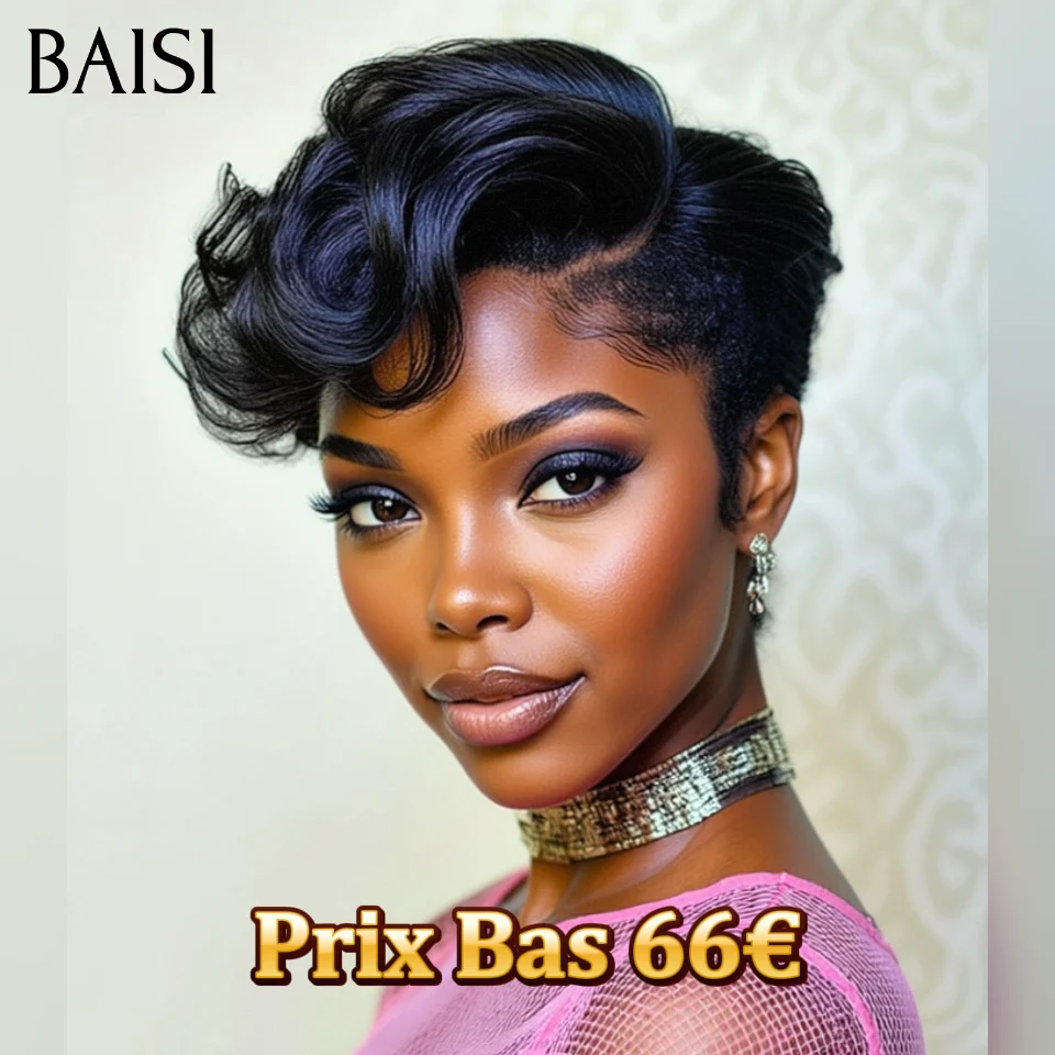 Parrucca BAISI 4X4 BOB dritto con riga laterale 1B# € 75 capelli umani al 100%