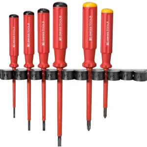PB SWISS TOOLS Set di 6 giraviti per elettricisti per viti con intaglio e impronta croce Phillips, interamente isolati, Nu...