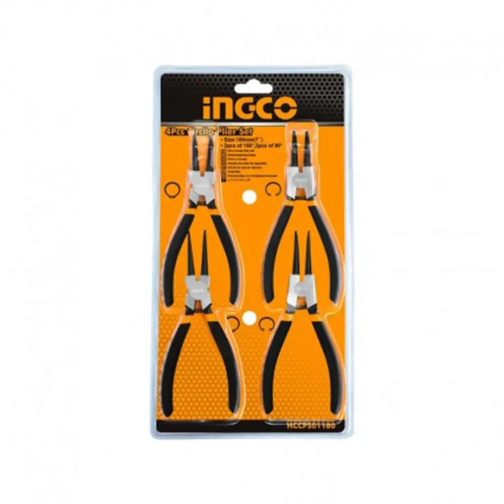 Pinze per anelli di sicurezza set 4 pinze Ingco