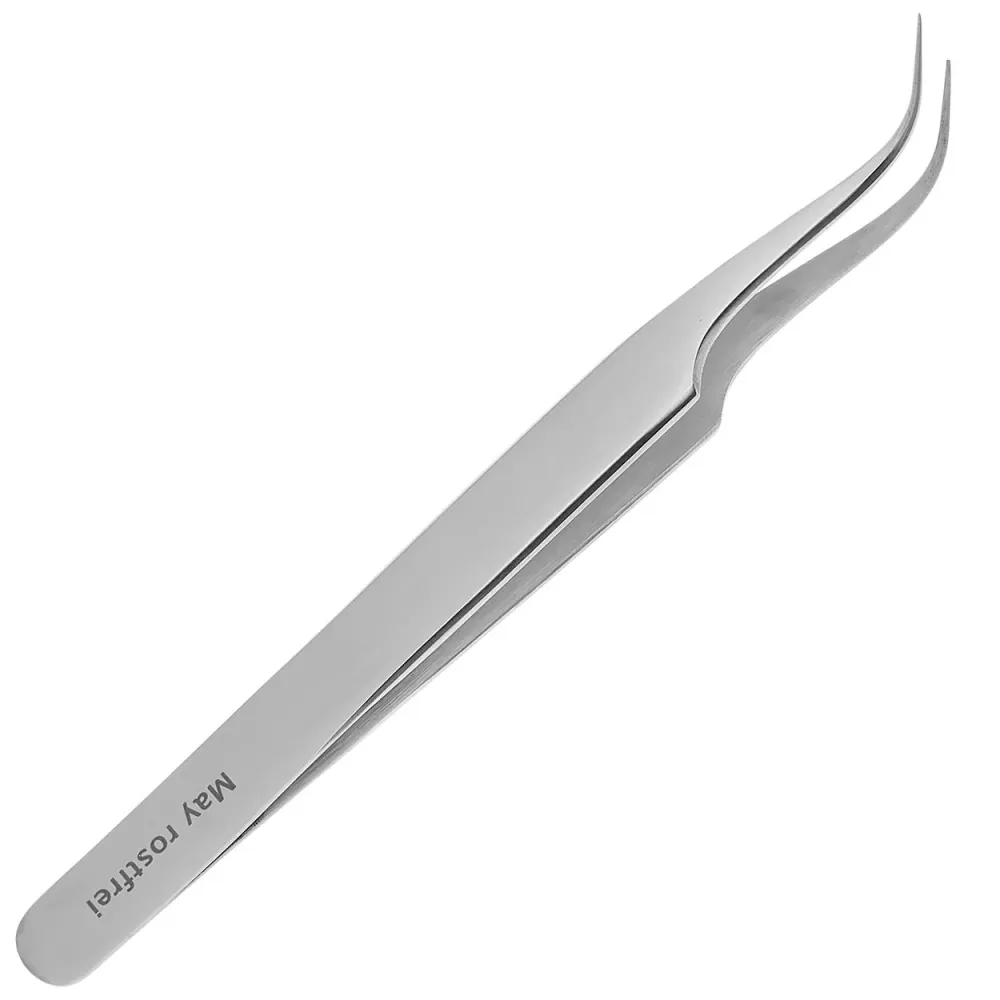 Pinzetta per zecche - punta sottile - piegata - Premium - superficie di presa liscia all'interno - acciaio inossidabile