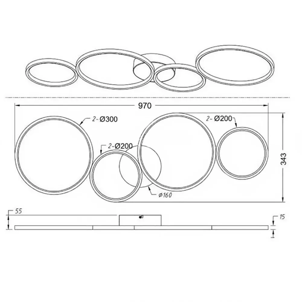 Plafoniera Moderna Rondo Bianca con 4 Anelli LED Dimmerabile 37W 4800lm 3000K