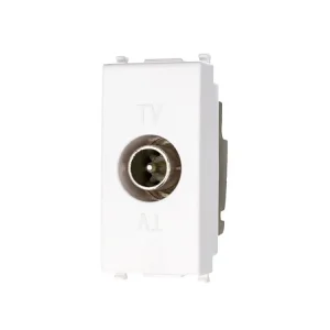 Presa TV passante con connettore maschio compatibile con Vimar Plana, bianco