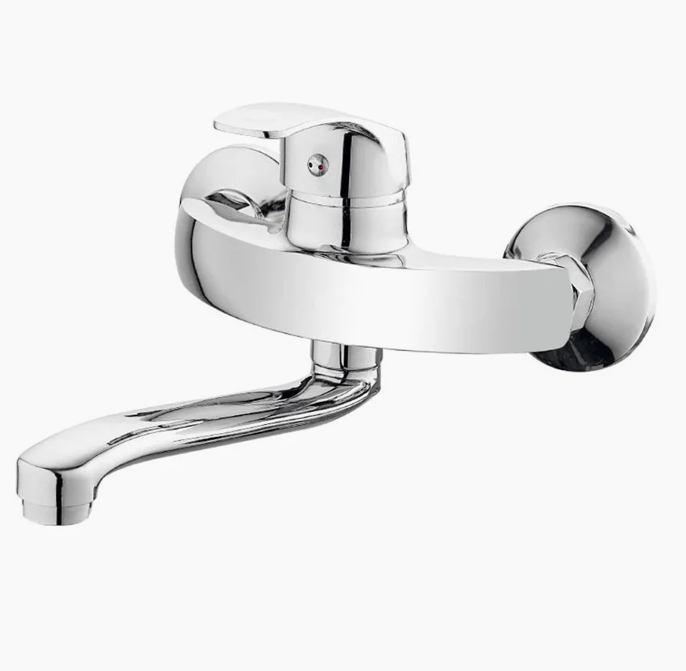 Rubinetto per cucina parete miscelatore canna lunga orientabile - design moderno