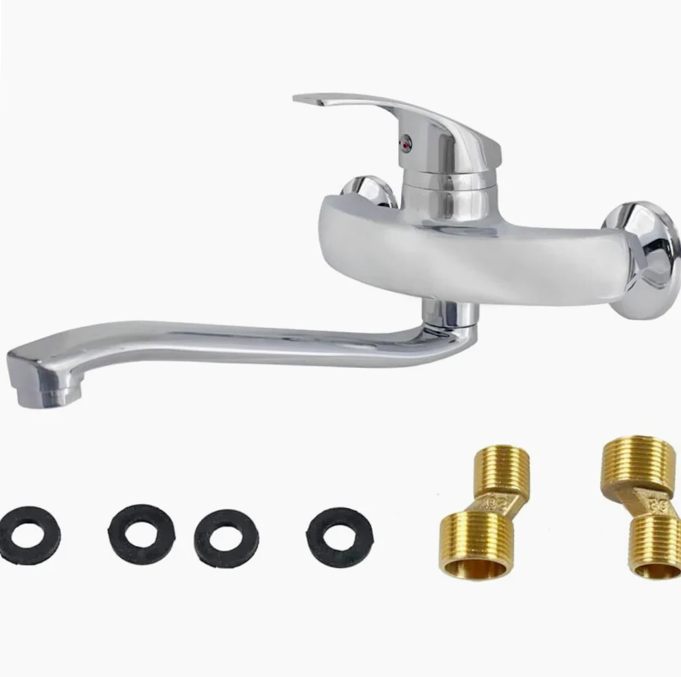 Rubinetto per cucina parete miscelatore canna lunga orientabile - design moderno