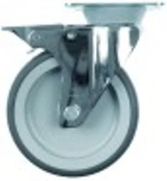 ruota girevole con freno diametro 125mm piastra fissaggio contenitore lamiera di acciaio cromata