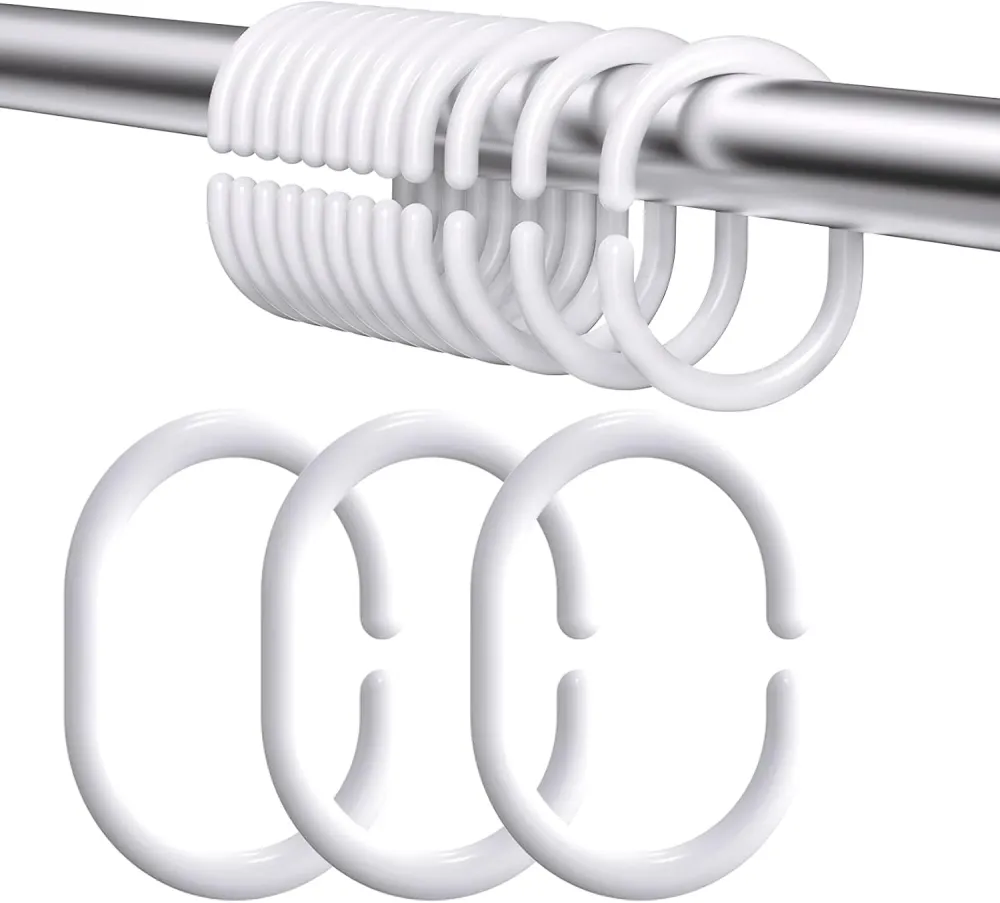 Set di 30 anelli per tenda da doccia – Ganci forma di C – Facile installazione e scorrimento fluido